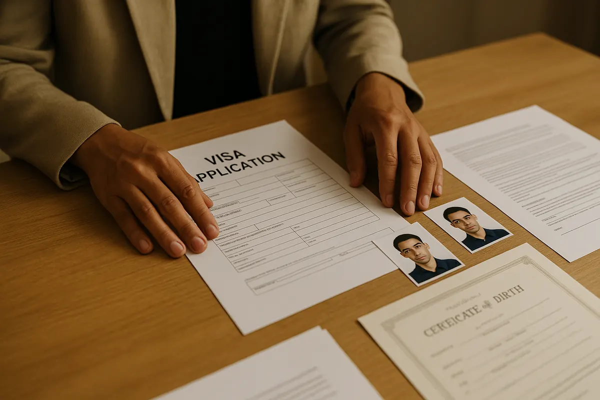 Organizando documentos civiles y formularios para una entrevista de visa consular
